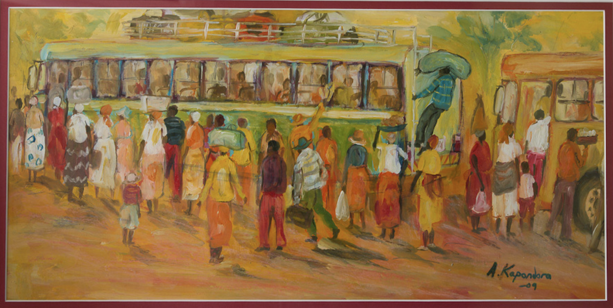 32. Going home - A Kopondoro Oil on paper - 30 x 60cm - R6,600